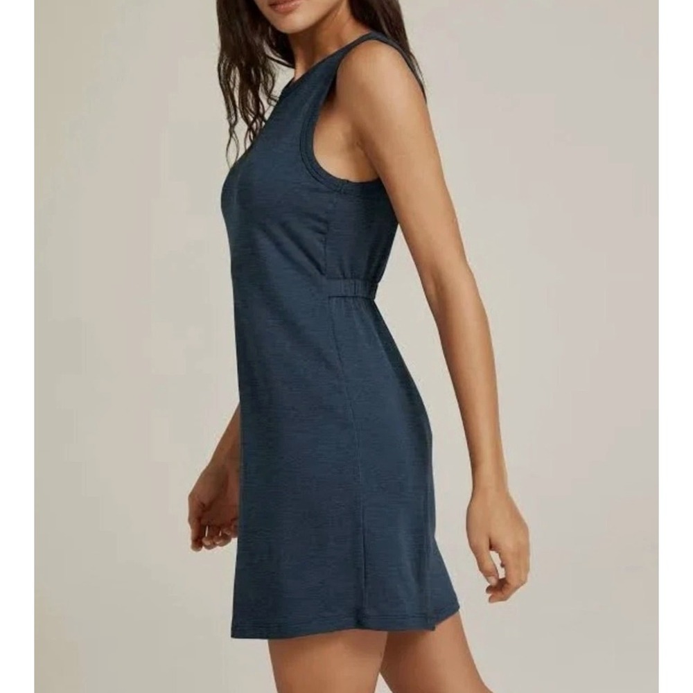 Beyond Yoga Navy Blue Out of Town Tank Mini Dress Elastic Back Modal Blend Sz M